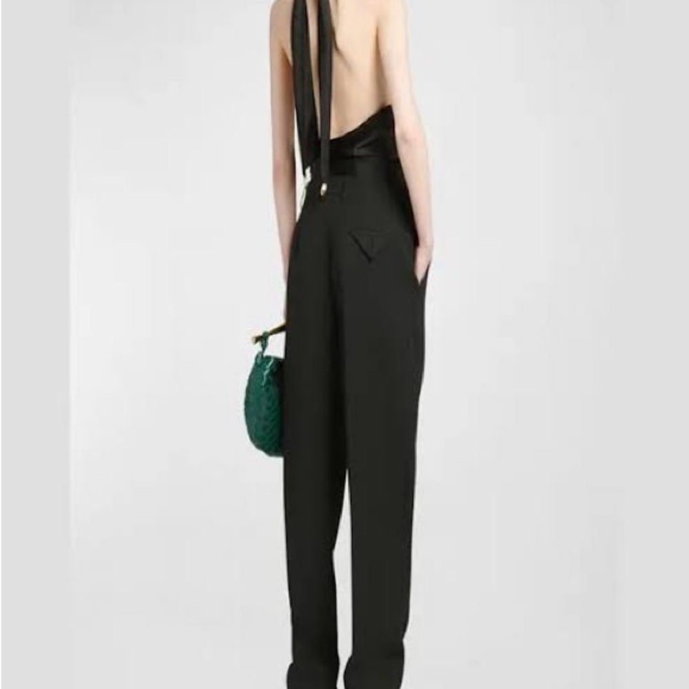 Sleek Black Halter Top with gold accents - Picture 2 of 7